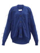 Matchesfashion.com Marques'almeida - Ostrich-feather Merino-wool Cardigan - Womens - Navy