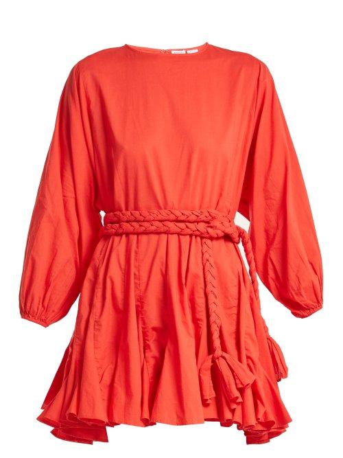 Matchesfashion.com Rhode Resort - Ella Tie Waist Cotton Dress - Womens - Red