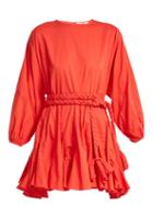 Matchesfashion.com Rhode Resort - Ella Tie Waist Cotton Dress - Womens - Red