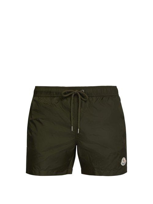 Matchesfashion.com Moncler - Logo Appliqu Swim Shorts - Mens - Green