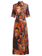 Matchesfashion.com La Prestic Ouiston - Camicia Floral Print Silk Twill Shirtdress - Womens - Black Multi