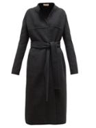 Matchesfashion.com The Row - Luisa Belted Felted Wool Coat - Womens - Dark Grey
