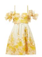Zimmermann - Postcard Floral Silk-blend Organza Mini Dress - Womens - Yellow Print