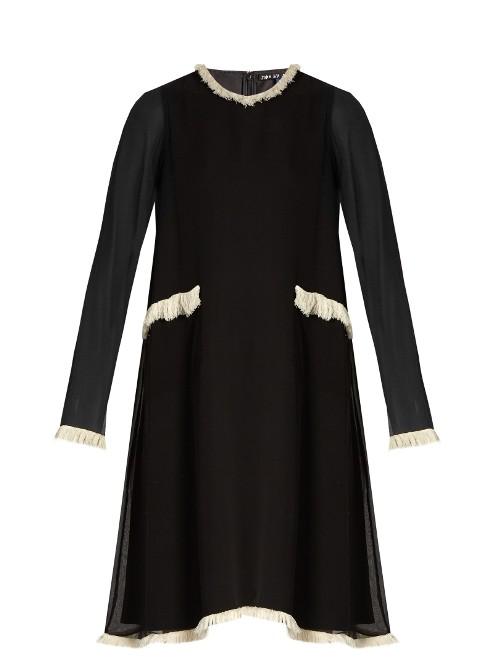Jupe By Jackie Marengo Fringe-trimmed Silk-chiffon Dress