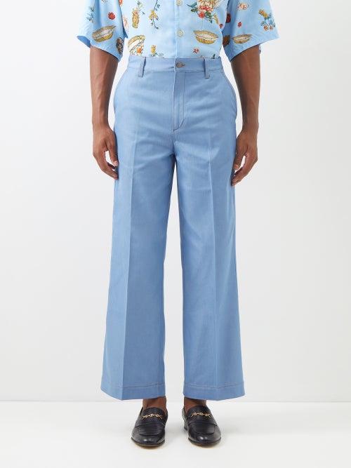 Gucci - Heart-logo Relaxed-leg Jeans - Mens - Light Blue