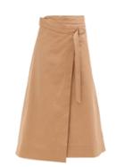 Matchesfashion.com Gabriela Hearst - Linda Cotton-drill Belted Wrap Skirt - Womens - Camel