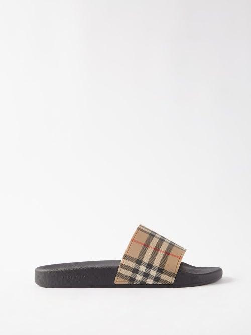 Burberry - Check Rubber Slides - Mens - Beige