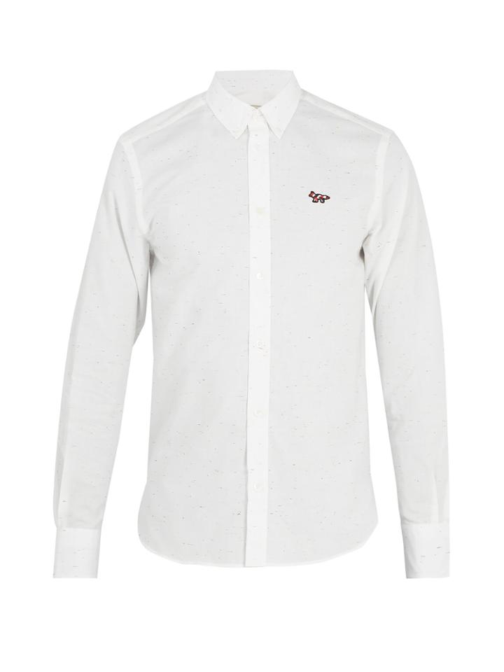 Maison Kitsuné Fox-embroidered Cotton Shirt