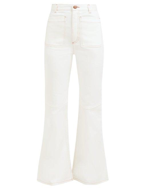 Matchesfashion.com See By Chlo - Contrast Stitch High Rise Flared Jeans - Womens - Ivory