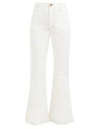 Matchesfashion.com See By Chlo - Contrast Stitch High Rise Flared Jeans - Womens - Ivory