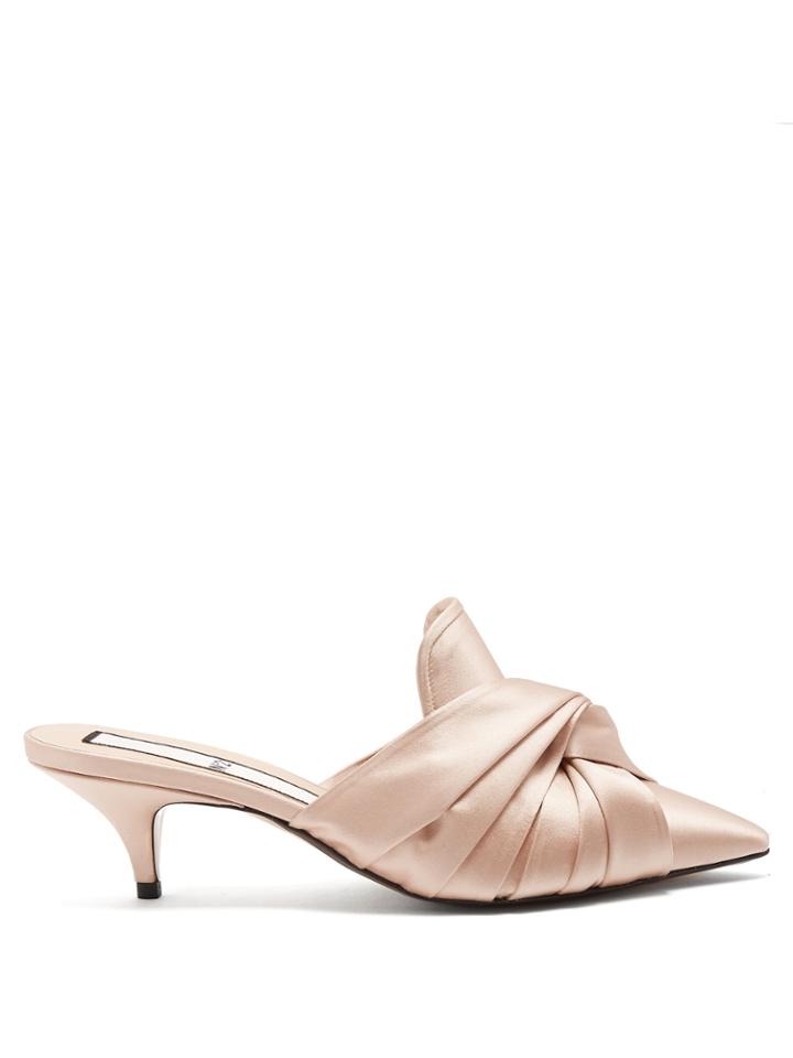 No. 21 Twisted-satin Point-toe Mules