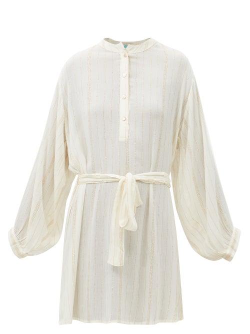 Melissa Odabash - Alexandra Lam-stripe Crinkle-georgette Mini Dress - Womens - Gold Multi