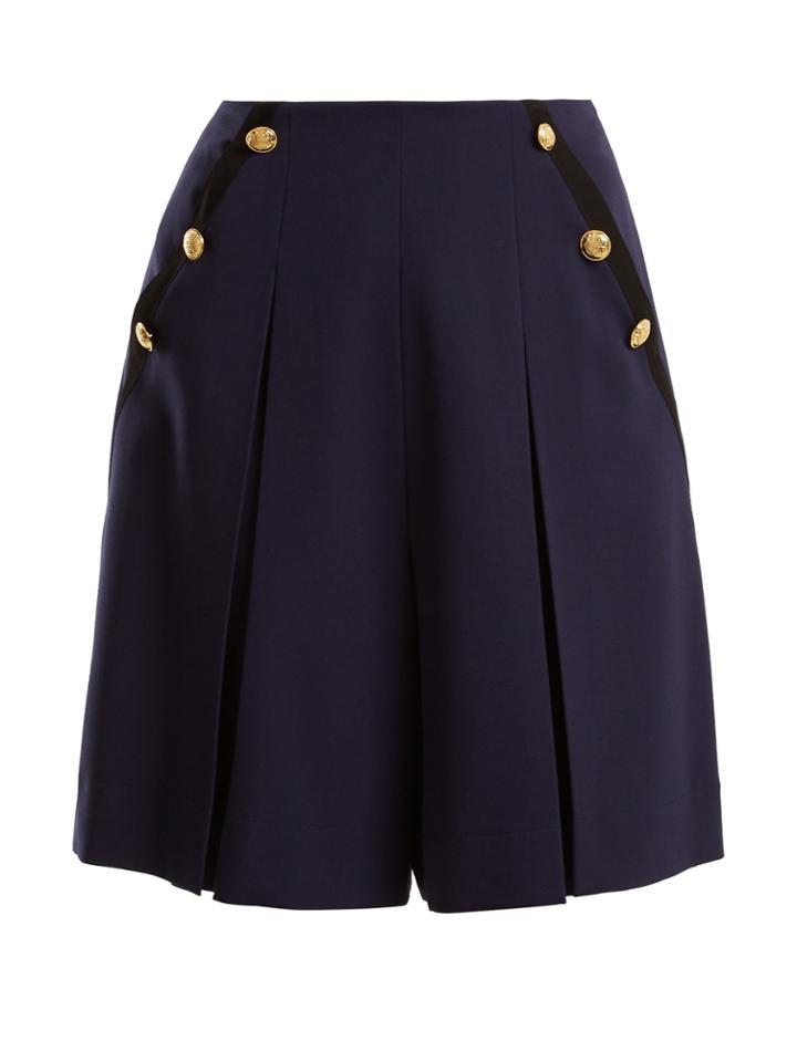 Lanvin High-rise Wide-leg Stretch-wool Shorts