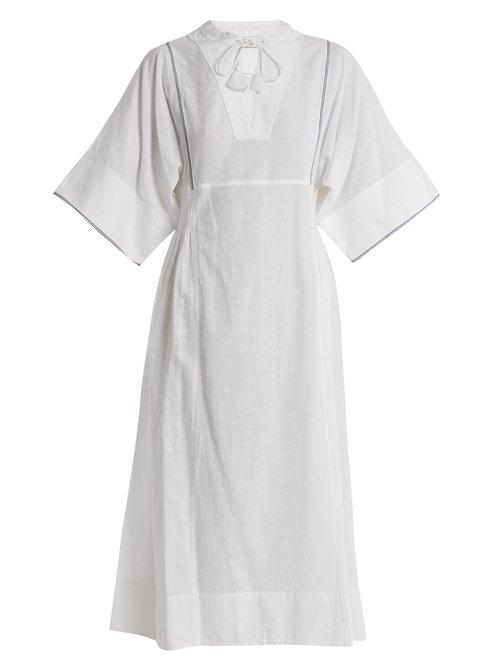Matchesfashion.com Sea - Vienna Bell Sleeve Cotton Voile Dress - Womens - White
