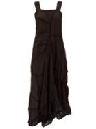 Matchesfashion.com By Walid - Manal Asymmetric Patchwork-cotton Dress - Womens - Black
