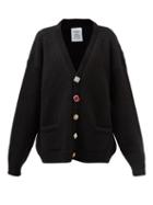 Vetements - Crystal-button Alpaca-blend Cardigan - Womens - Black