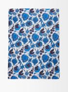 La Doublej - Set Of Two Wildbird-print Linen Placemats - Blue Print
