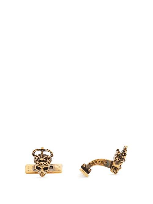 Matchesfashion.com Alexander Mcqueen - King And Queen Skull Cufflinks - Mens - Gold