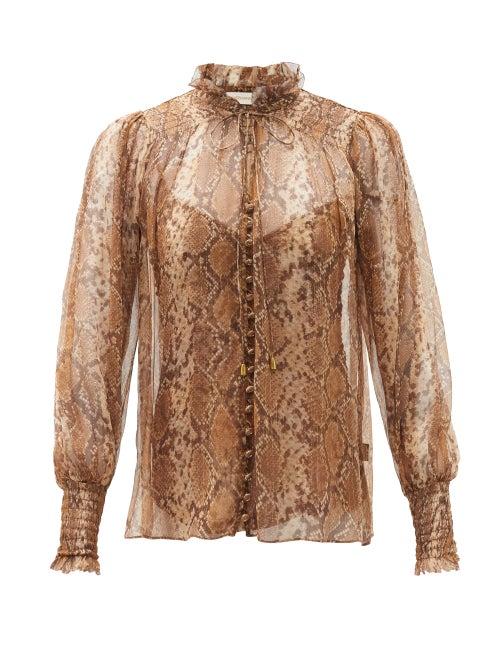 Matchesfashion.com Zimmermann - Botanica Python-print Georgette Blouse - Womens - Animal