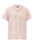Matchesfashion.com Frescobol Carioca - Cuban-collar Short-sleeved Linen Shirt - Mens - Pink
