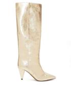 Matchesfashion.com Isabel Marant - Laomi Knee-high Snake-effect Leather Boots - Womens - Light Gold