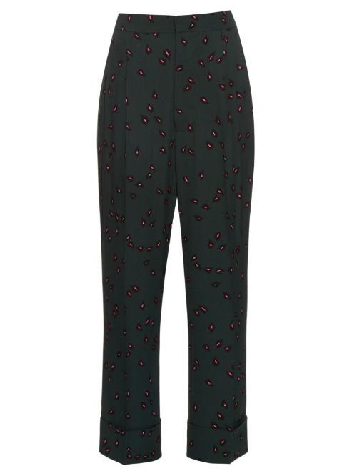 Marni Windfall Teardrop-print High-waist Crepe Trousers
