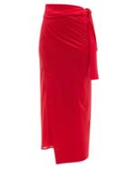 Ladies Beachwear Eres - Pplum Tie-side Cotton-jersey Sarong - Womens - Red