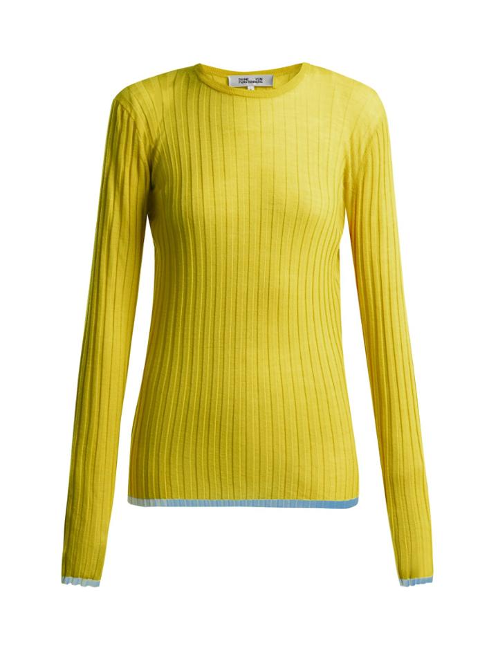 Diane Von Furstenberg Contrasting-panel Wool-blend Top