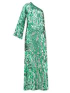 Ashish - One-shoulder Zebra-sequinned Maxi Dress - Womens - Green