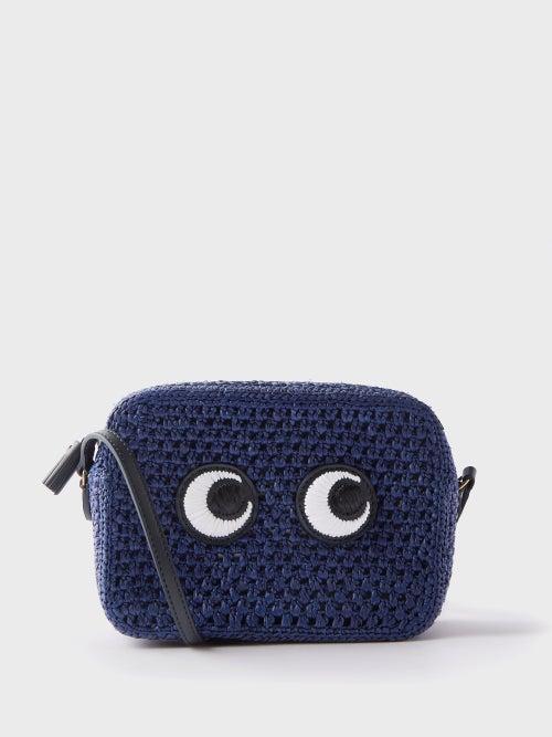 Anya Hindmarch - Eyes Raffia Cross-body Bag - Womens - Navy