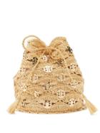 Ladies Bags Paco Rabanne - Raffia Cross-body Bucket Bag - Womens - Beige Multi