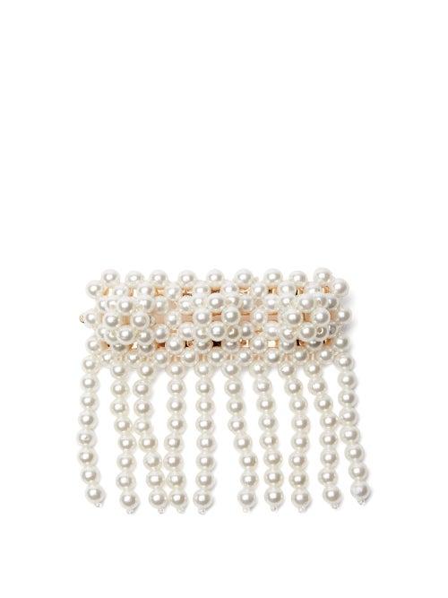 Matchesfashion.com Shrimps - Penelope Fringed Faux Pearl Barrette - Womens - Pearl