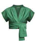 Matchesfashion.com Three Graces London - Serena Cotton Wrap Top - Womens - Green