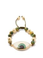 Tohum - Evil Eye-charm Beaded 24kt Gold-plated Bracelet - Womens - Green Gold