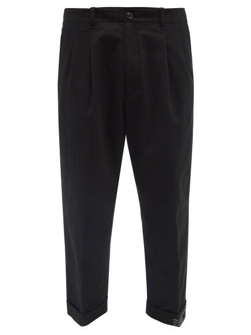 7 Moncler Fragment Hiroshi Fujiwara - Pleated Cotton-twill Trousers - Mens - Black