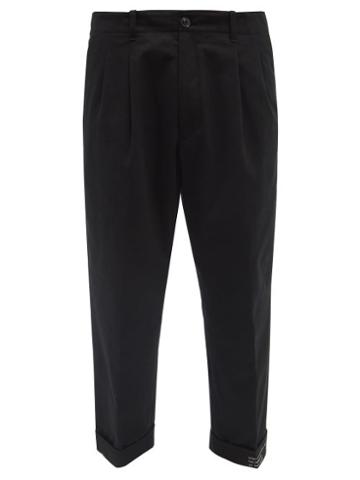 7 Moncler Fragment Hiroshi Fujiwara - Pleated Cotton-twill Trousers - Mens - Black