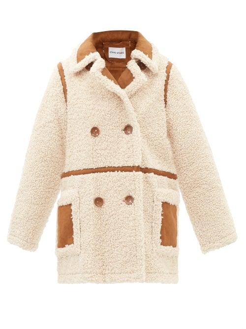 Stand Studio - Chloe Double-breasted Faux-shearling Coat - Womens - Ivory