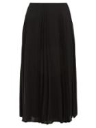 Matchesfashion.com Valentino - Accordion Pleated Silk Georgette Midi Skirt - Womens - Black
