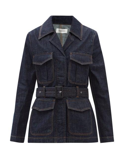 Wales Bonner - Vision Belted Raw-denim Jacket - Womens - Dark Denim