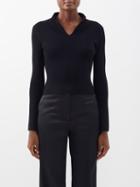 Khaite - Kleo Open-collar Jersey Sweater - Womens - Black