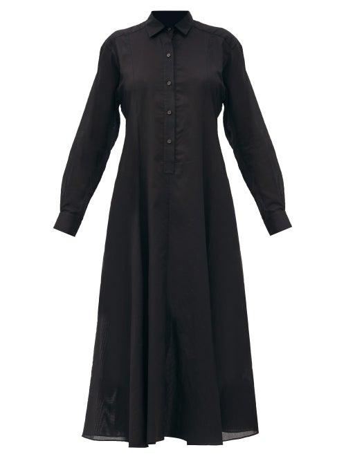 Matchesfashion.com Three Graces London - Fallon Cotton-voile Shirt Dress - Womens - Black