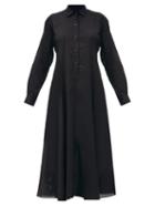 Matchesfashion.com Three Graces London - Fallon Cotton-voile Shirt Dress - Womens - Black
