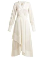 Matchesfashion.com Zeus + Dione - Theodora Silk Blend Wrap Midi Dress - Womens - Ivory