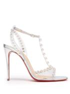 Matchesfashion.com Christian Louboutin - Faridaravie 100 Bubble Bead Leather Sandals - Womens - White Silver