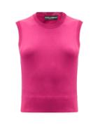 Matchesfashion.com Dolce & Gabbana - Sleeveless Round-neck Sweater - Womens - Pink