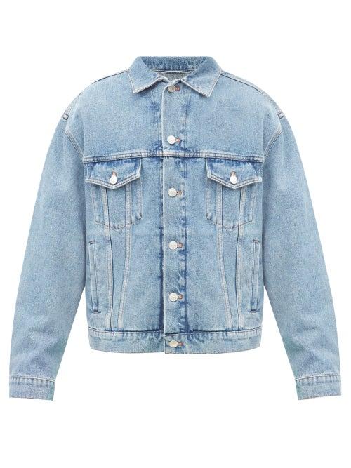 Matchesfashion.com Balenciaga - Language Logo-print Denim Jacket - Mens - Blue
