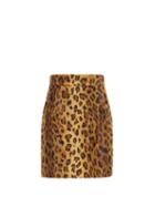 Matchesfashion.com Khaite - Eiko Cheetah-print Cotton-blend Velvet Mini Skirt - Womens - Leopard