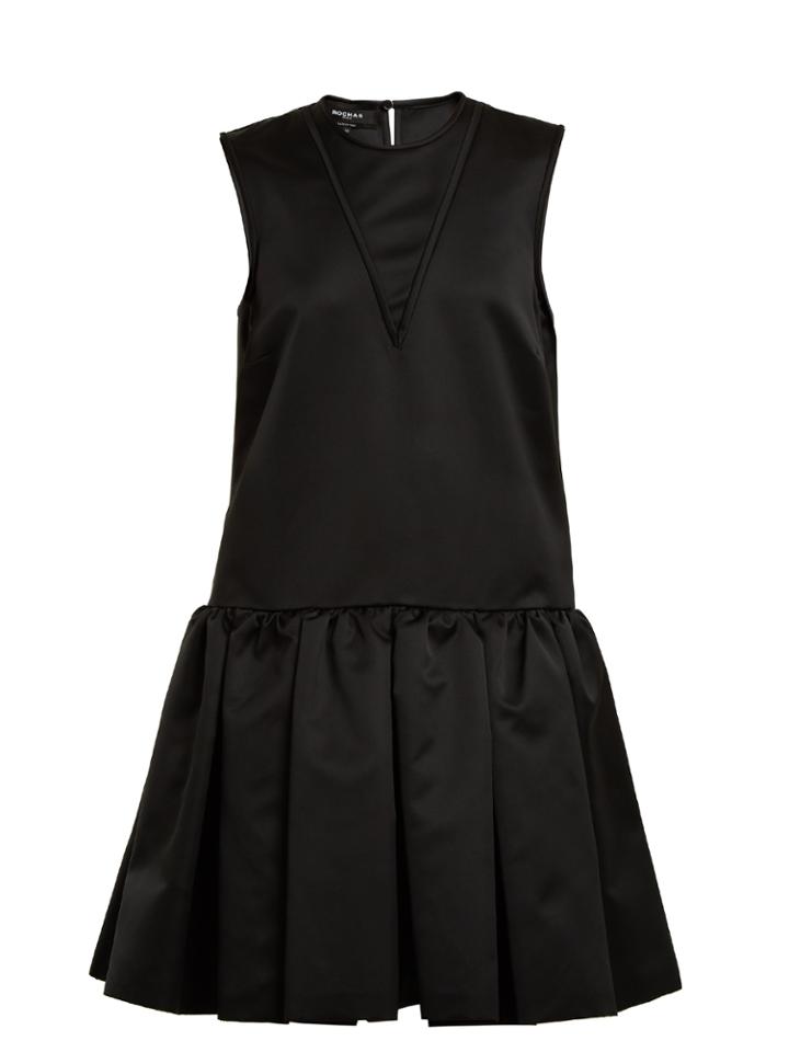 Rochas Round-neck Ruffled Duchess-satin Dress
