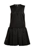 Rochas Round-neck Ruffled Duchess-satin Dress