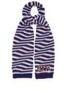Matchesfashion.com Prada - Intarsia Logo Striped Cashmere Scarf - Womens - Blue